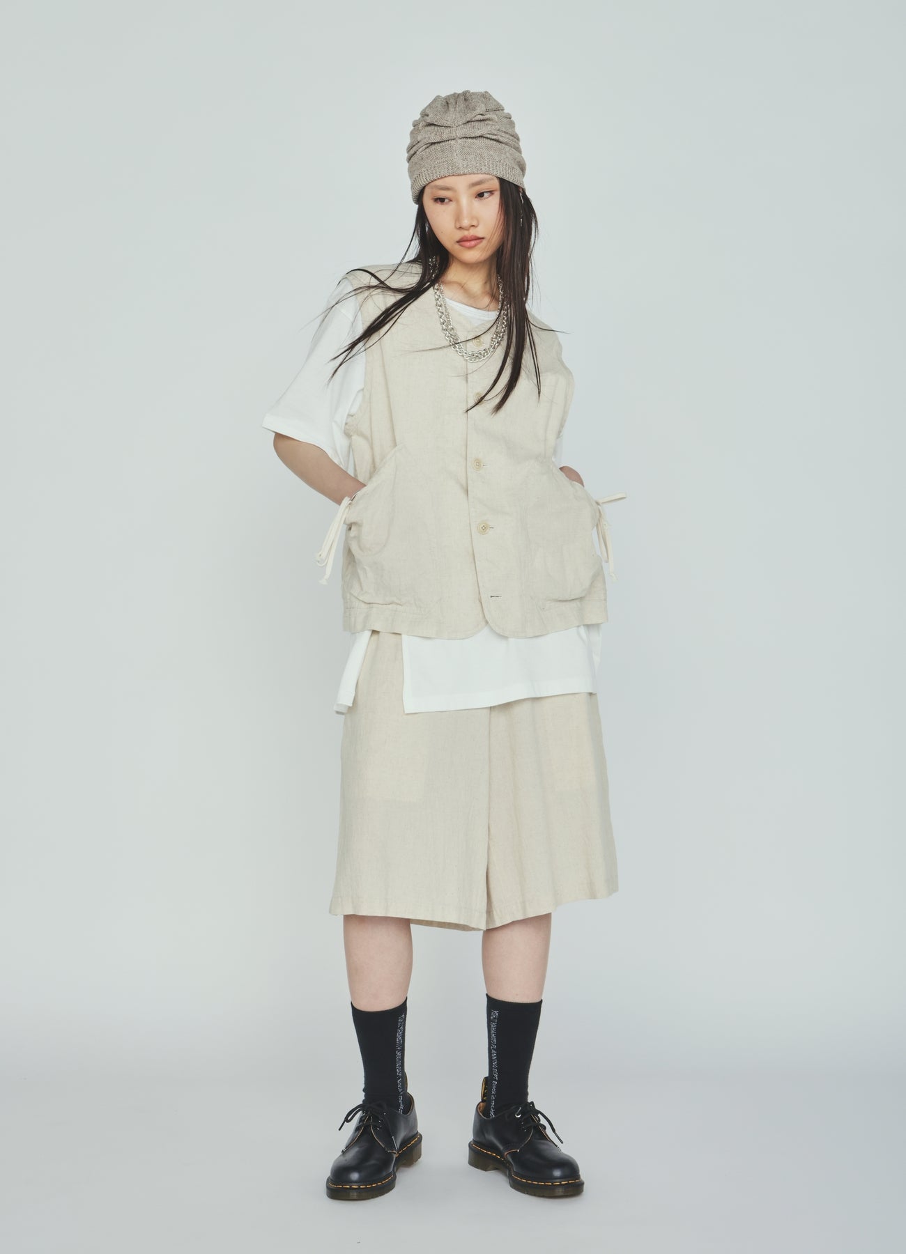 Cotton-Linen Poplin HALF PANTS