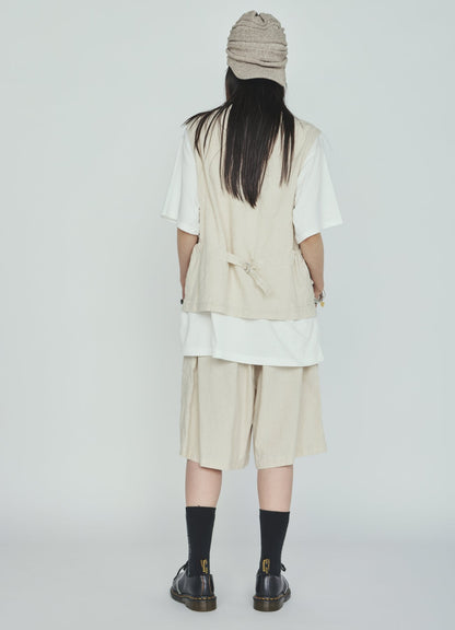Cotton-Linen Poplin HALF PANTS