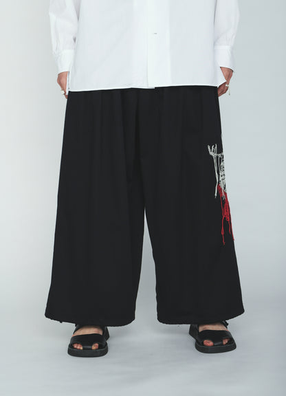 COTTON TWILL EMBROIDERY BALLOON PANTS