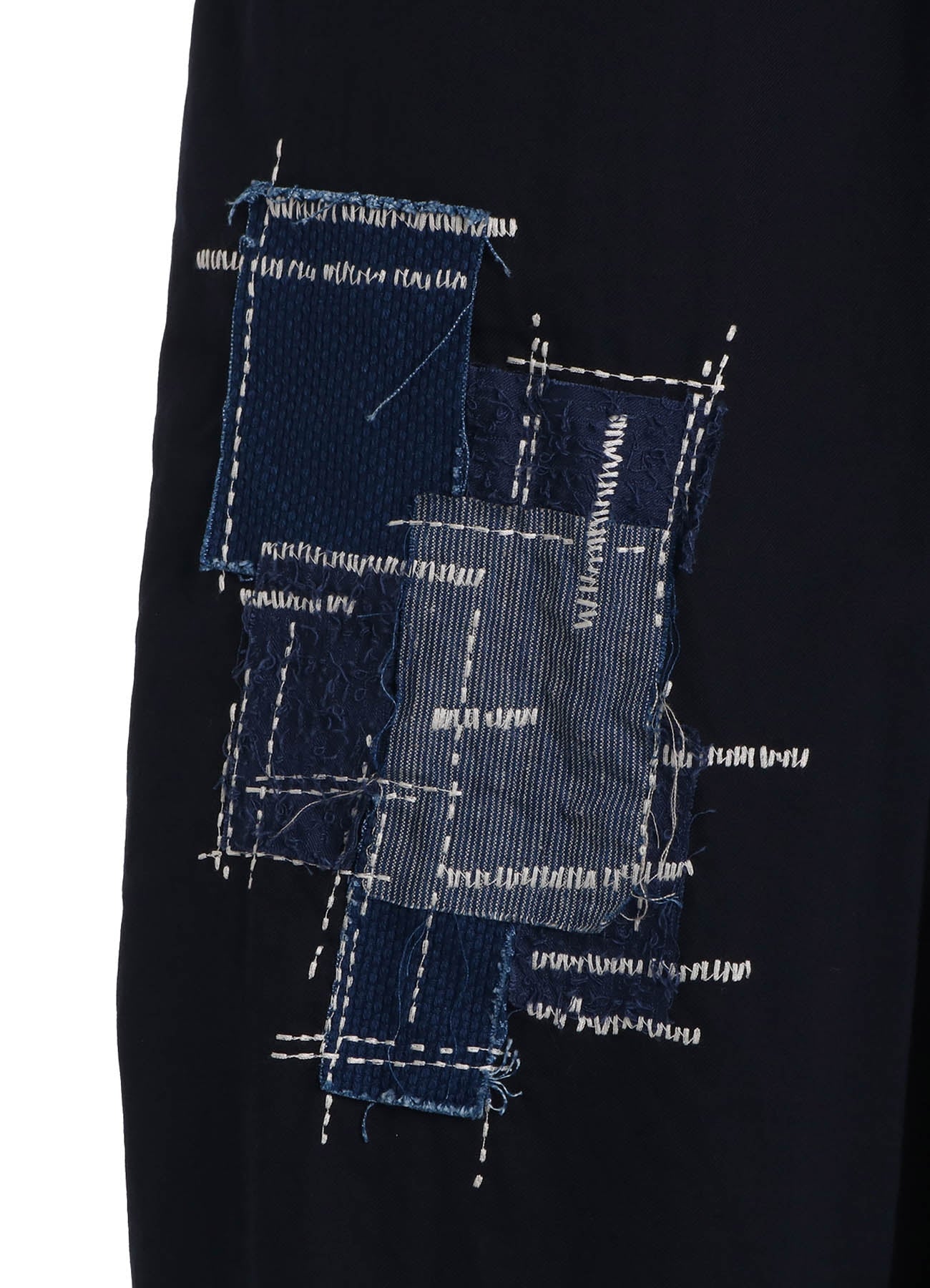 ORGANIC COTTON WASHER WRAP CULOTTE PANTS WITH  SASHIKO EMBROIDERY