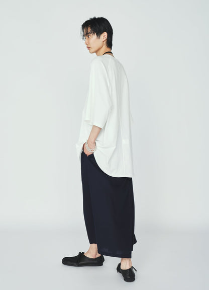 ORGANIC COTTON WASHER WRAP CULOTTE PANTS WITH  SASHIKO EMBROIDERY