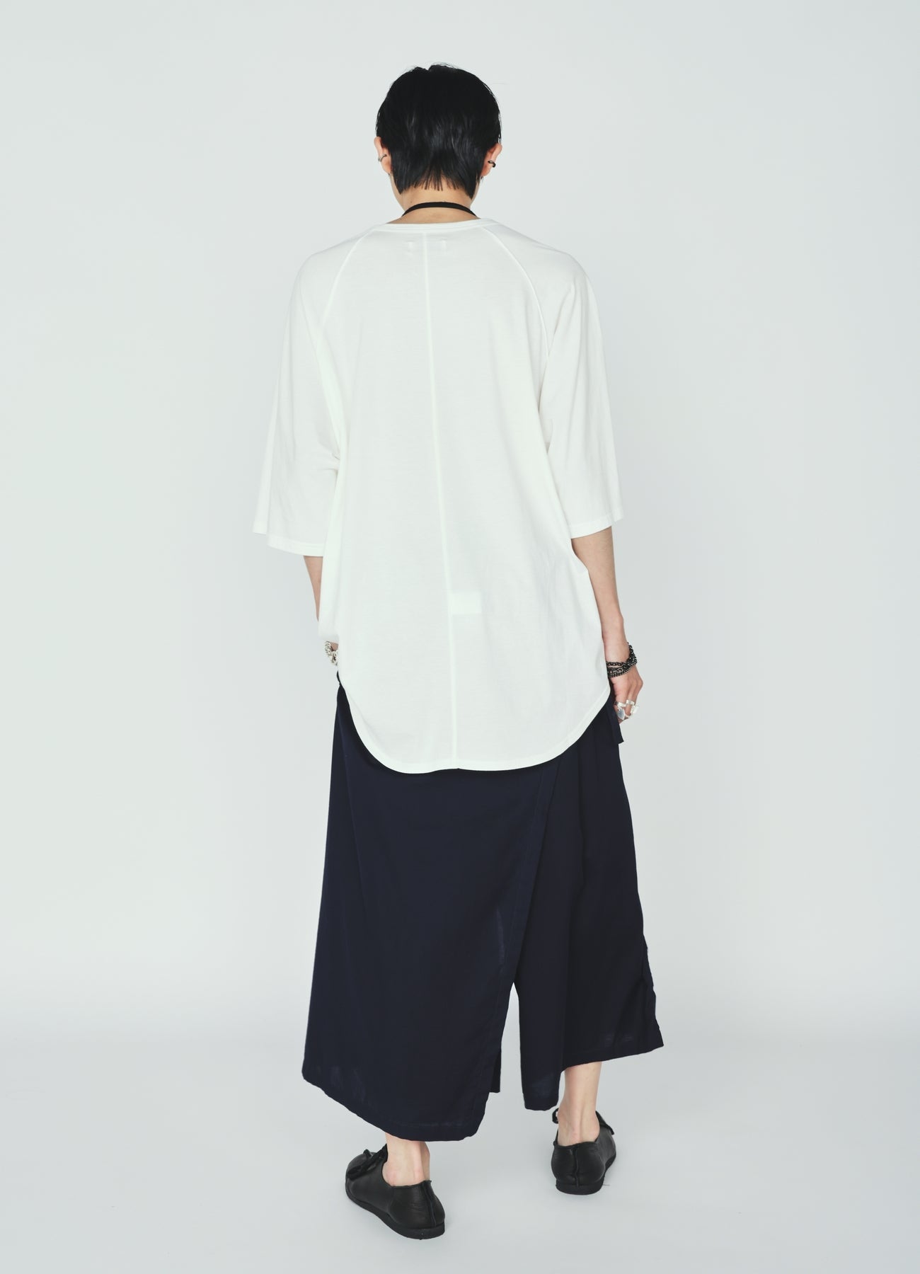 ORGANIC COTTON WASHER WRAP CULOTTE PANTS WITH  SASHIKO EMBROIDERY