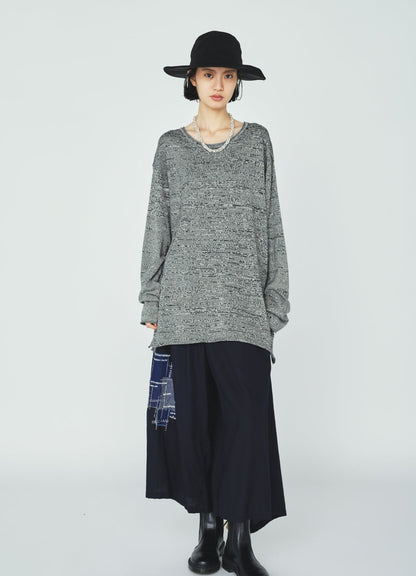ORGANIC COTTON WASHER WRAP CULOTTE PANTS WITH  SASHIKO EMBROIDERY