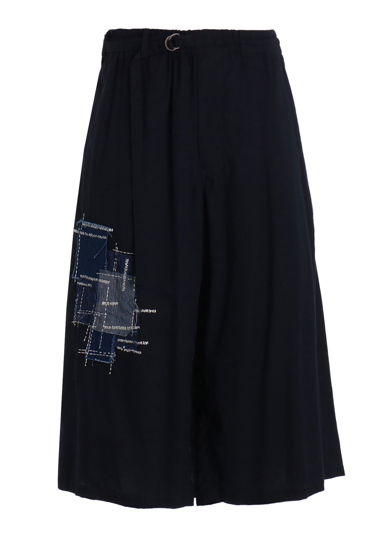 ORGANIC COTTON WASHER WRAP CULOTTE PANTS WITH  SASHIKO EMBROIDERY