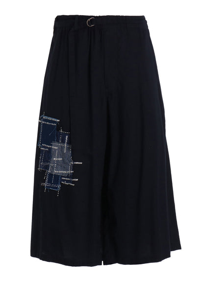 ORGANIC COTTON WASHER WRAP CULOTTE PANTS WITH  SASHIKO EMBROIDERY