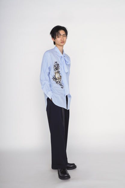 WASHER WOOL GABARDINE CINCH BACK BAGGY PANTS