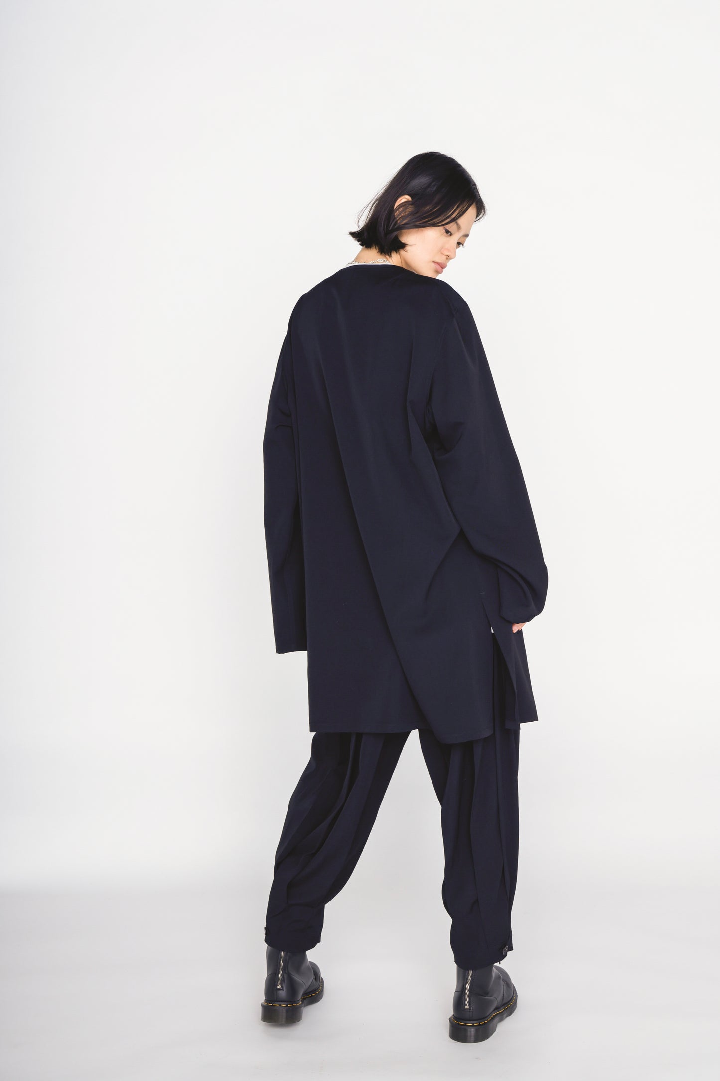 WASHER WOOL GABARDINE PLEATED PANTS