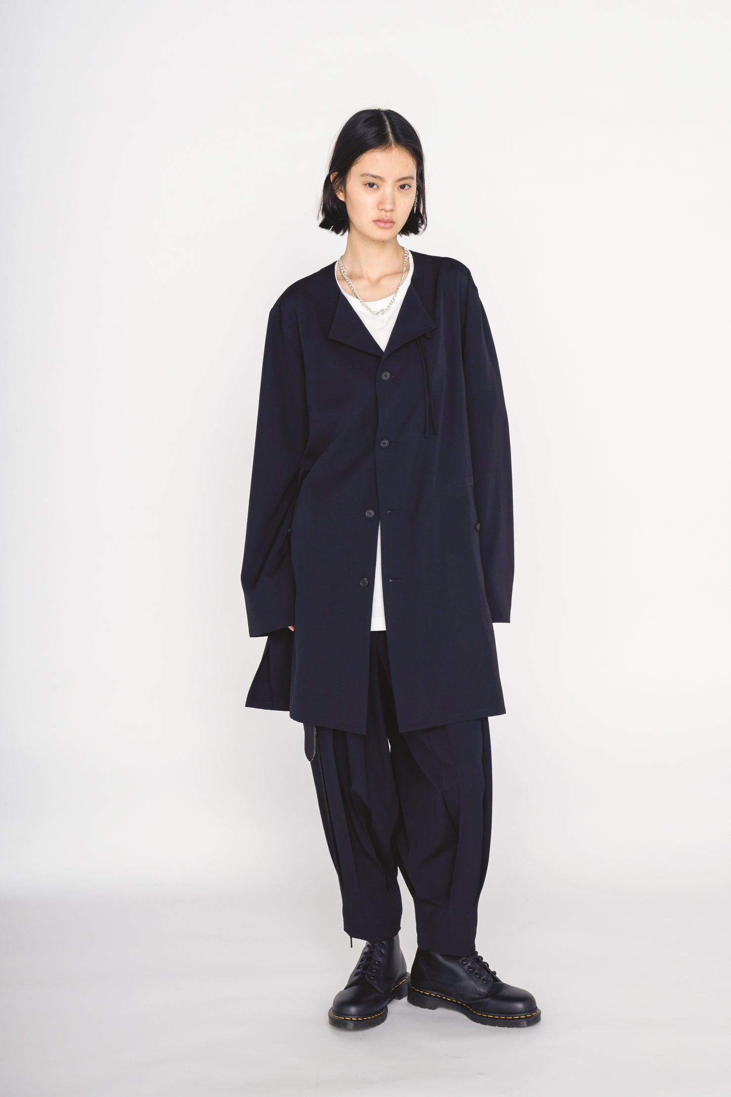 WASHER WOOL GABARDINE PLEATED PANTS