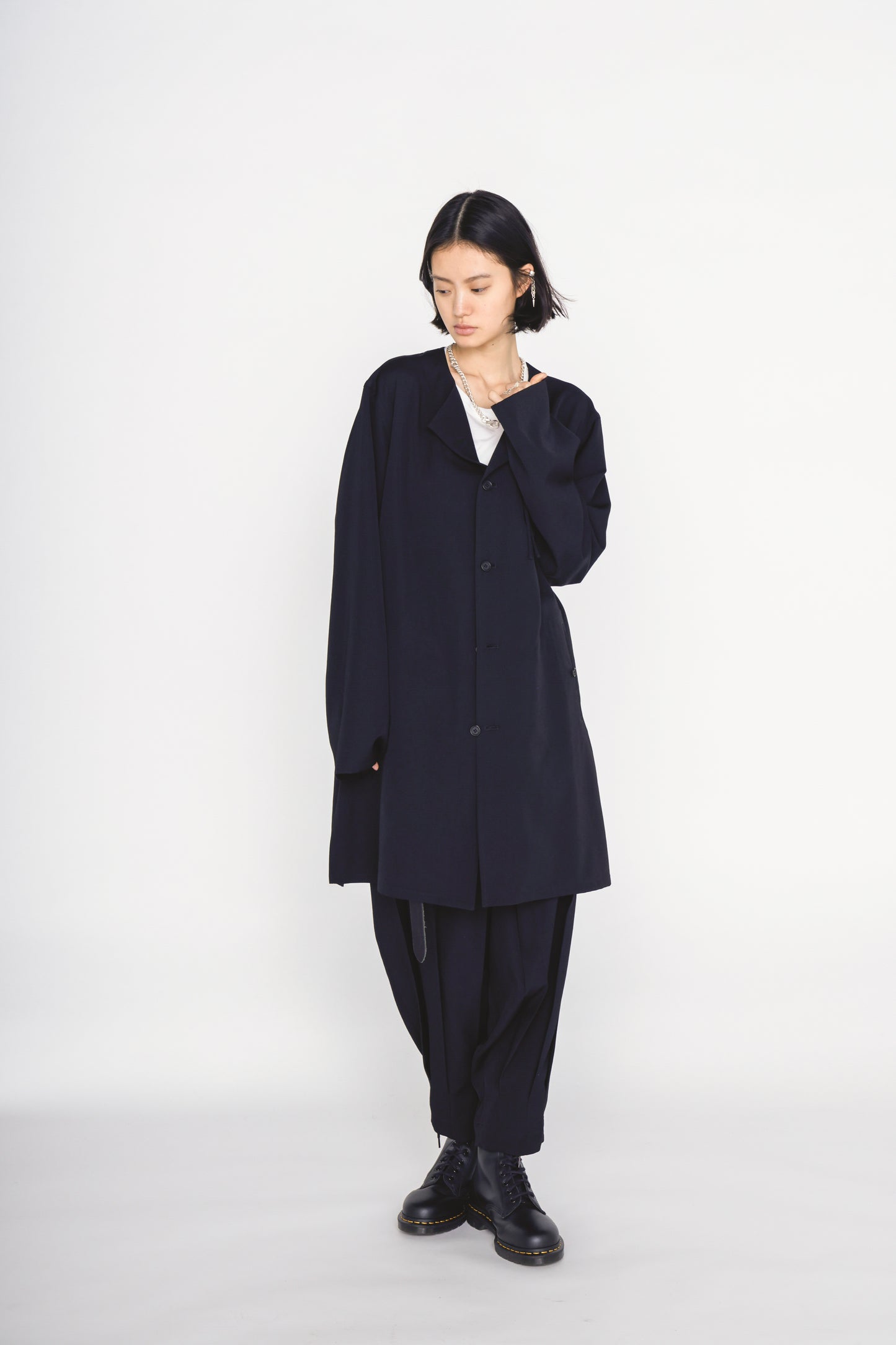 WASHER WOOL GABARDINE PLEATED PANTS