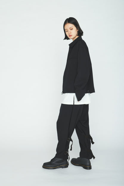 WASHER WOOL GABARDINE SIDE LEG STRAPS PANTS