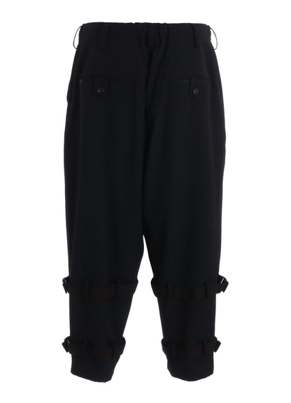 WASHER WOOL GABARDINE SIDE LEG STRAPS PANTS