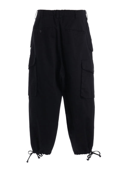 COTTON TWILL GATHERED POCKET CARGO PANTS