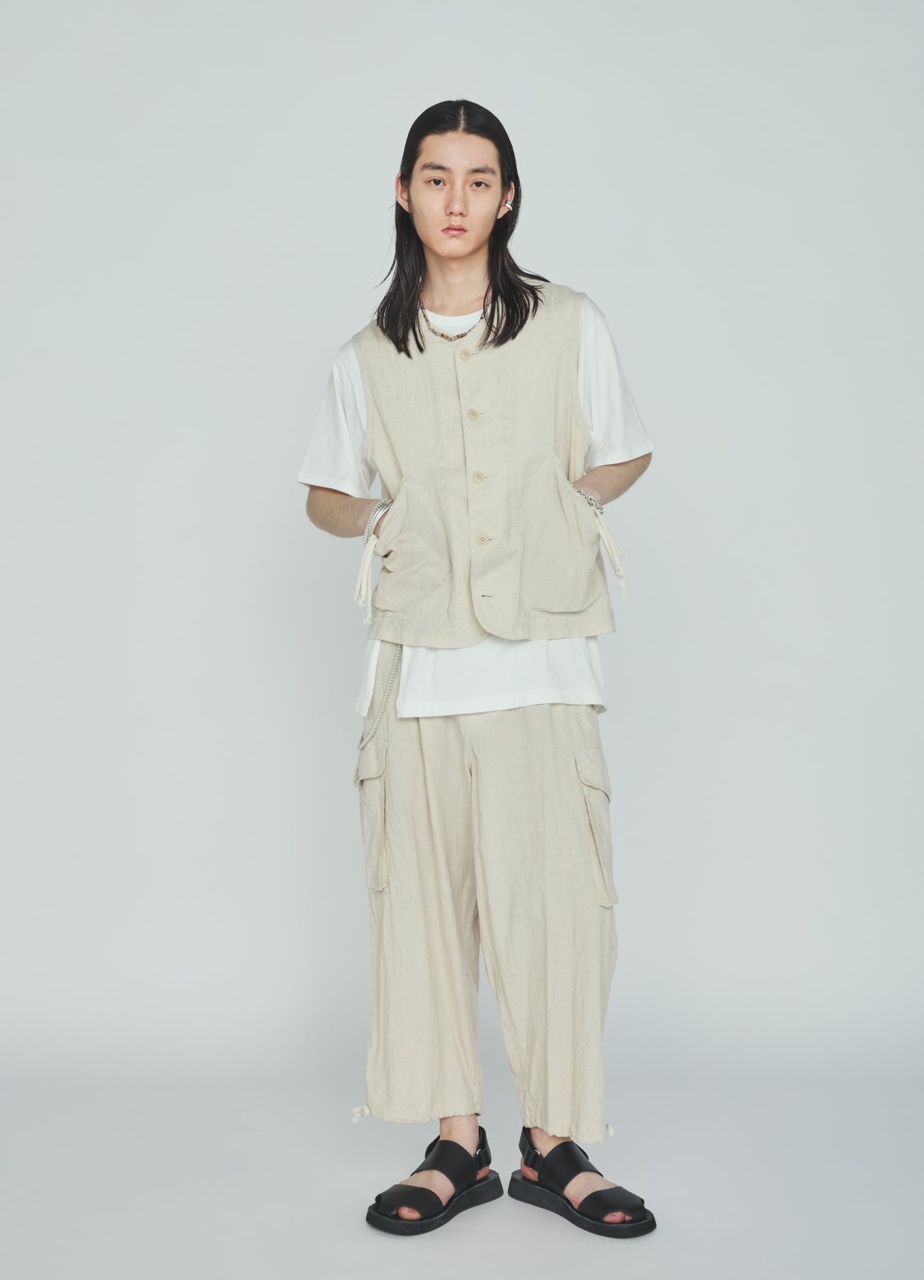 Cotton-Linen Poplin CARGO PANTS