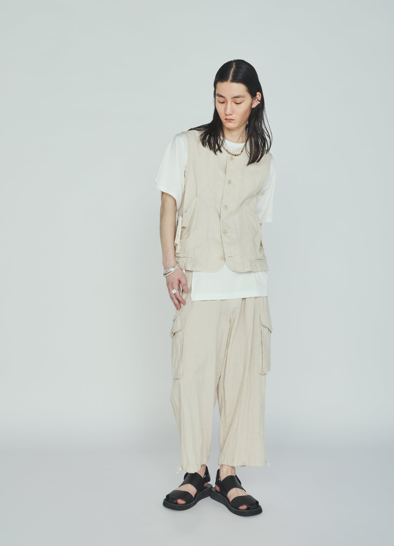 Cotton-Linen Poplin CARGO PANTS