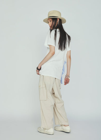 Cotton-Linen Poplin CARGO PANTS