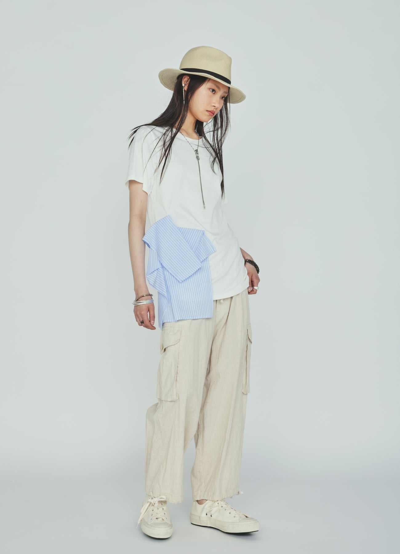 Cotton-Linen Poplin CARGO PANTS