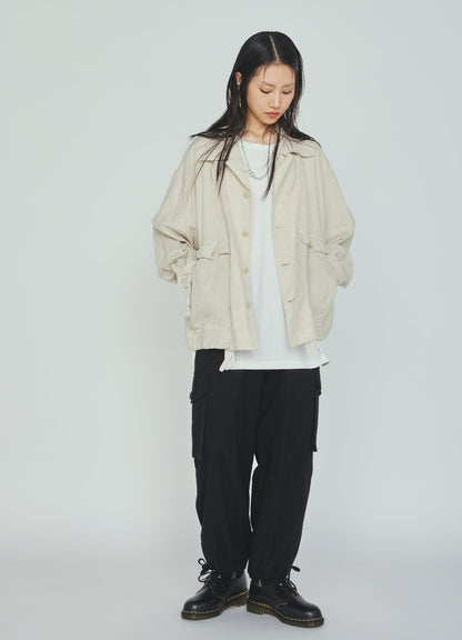 Cotton-Linen Poplin CARGO PANTS