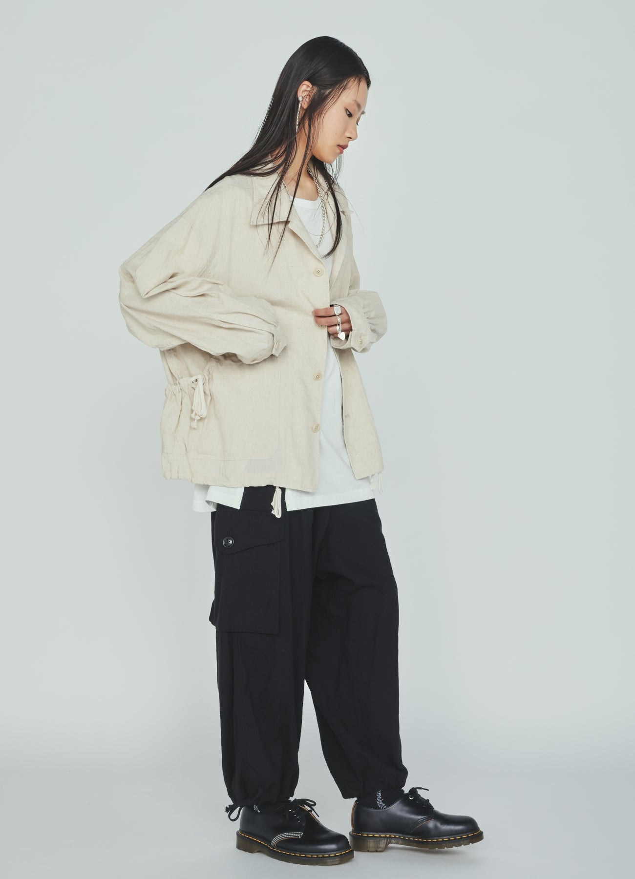 Cotton-Linen Poplin CARGO PANTS