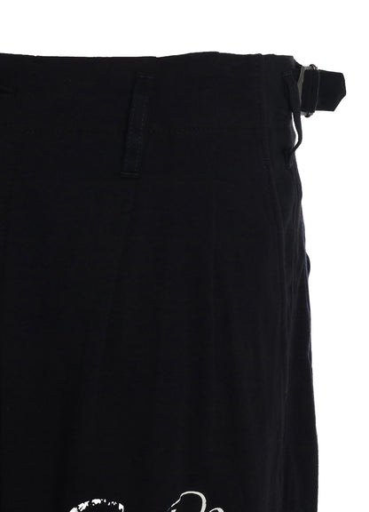 PRINTED PATCHWORK COTTON TWILL 2-TUCK PANTS