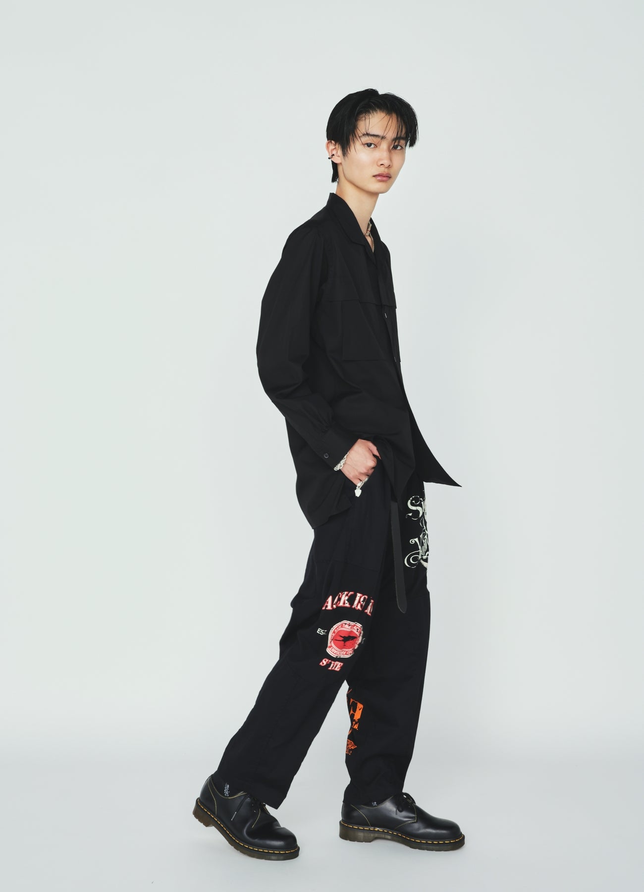 PRINTED PATCHWORK COTTON TWILL 2-TUCK PANTS – THE SHOP YOHJI YAMAMOTO