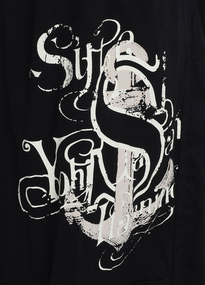 PRINTED PATCHWORK COTTON TWILL 2-TUCK PANTS