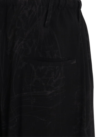 RAYON “Y” LETTER AND SUN‑MOON PRINT DRAWSTRING PANTS