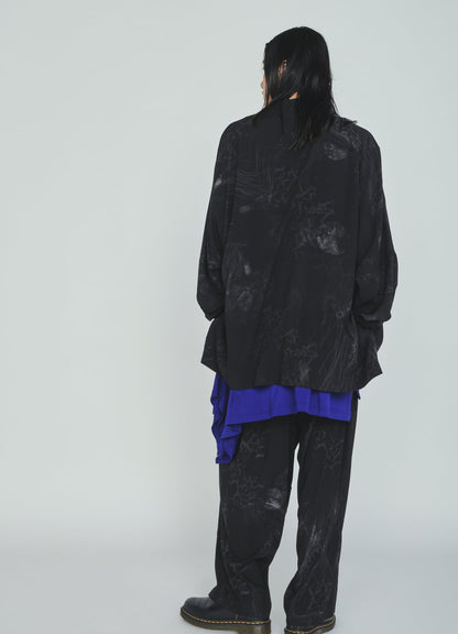 RAYON “Y” LETTER AND SUN‑MOON PRINT DRAWSTRING PANTS