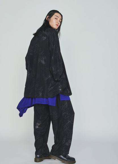 RAYON “Y” LETTER AND SUN‑MOON PRINT DRAWSTRING PANTS