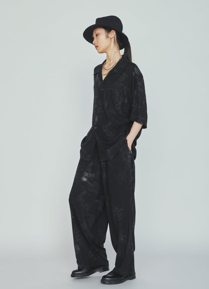 RAYON “Y” LETTER AND SUN‑MOON PRINT DRAWSTRING PANTS