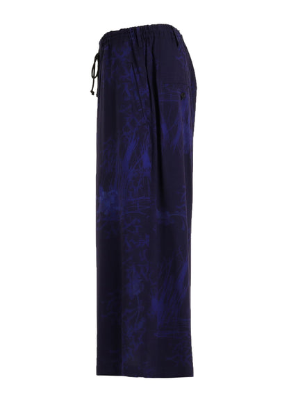 RAYON “Y” LETTER AND INDIAN MOTIF PRINT WIDE SAROUEL PANTS