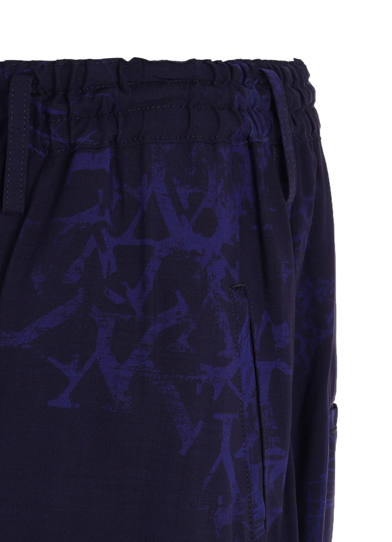 RAYON “Y” LETTER AND INDIAN MOTIF PRINT WIDE SAROUEL PANTS
