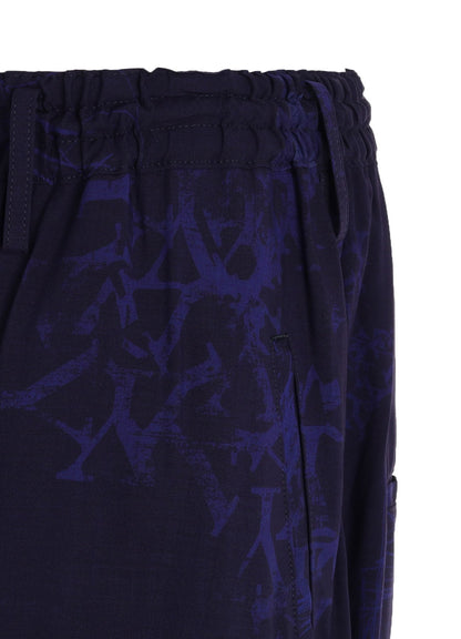 RAYON “Y” LETTER AND INDIAN MOTIF PRINT WIDE SAROUEL PANTS