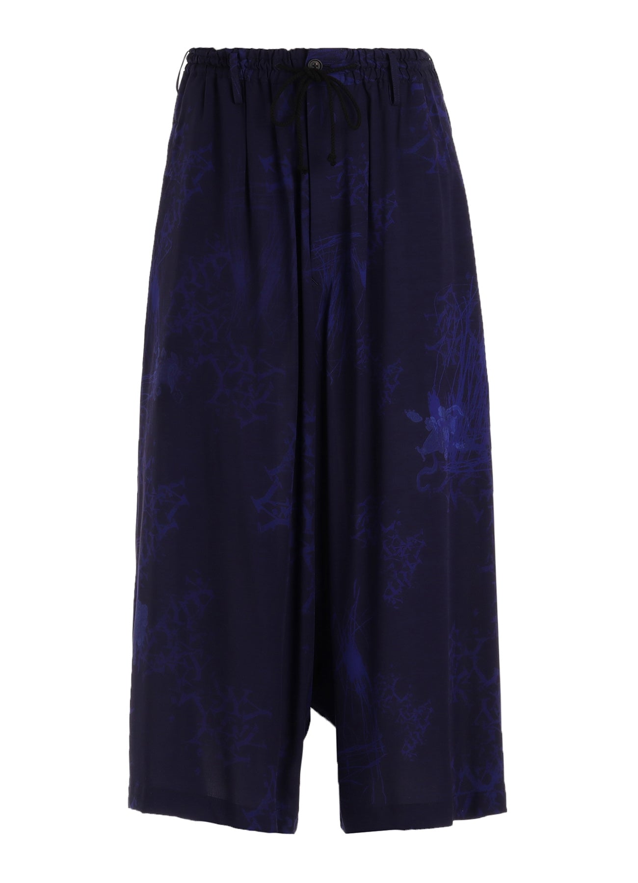 RAYON “Y” LETTER AND INDIAN MOTIF PRINT WIDE SAROUEL PANTS