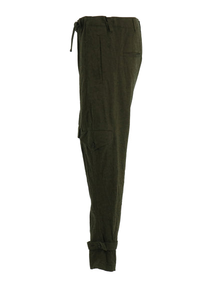 COTTON/LINEN CANVAS SOFRON BELTED HEM TAPERED PANTS
