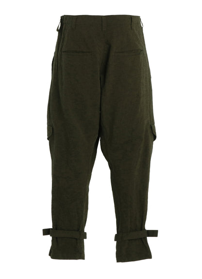 COTTON/LINEN CANVAS SOFRON BELTED HEM TAPERED PANTS