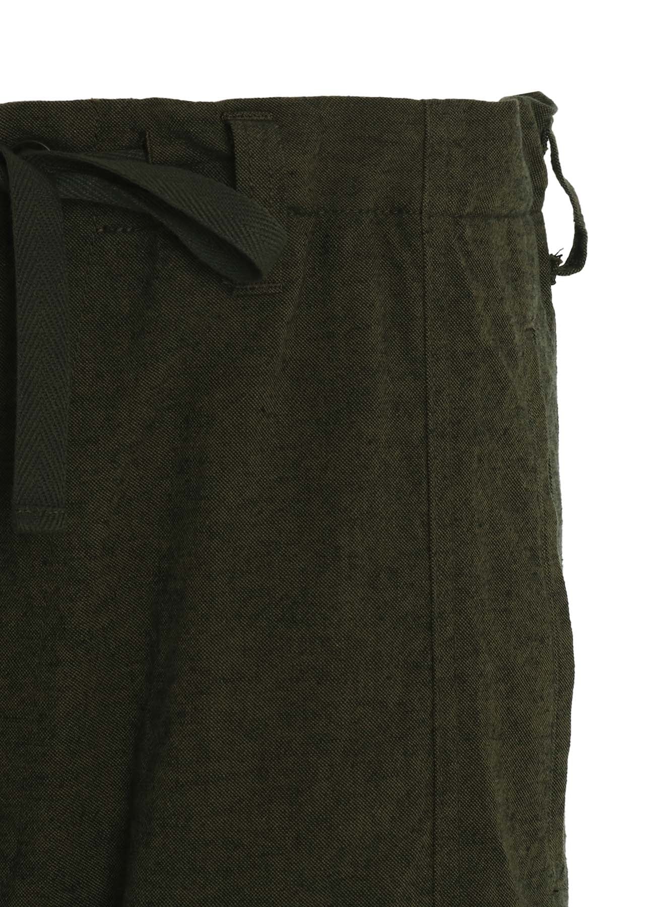 COTTON/LINEN CANVAS SOFRON BELTED HEM TAPERED PANTS