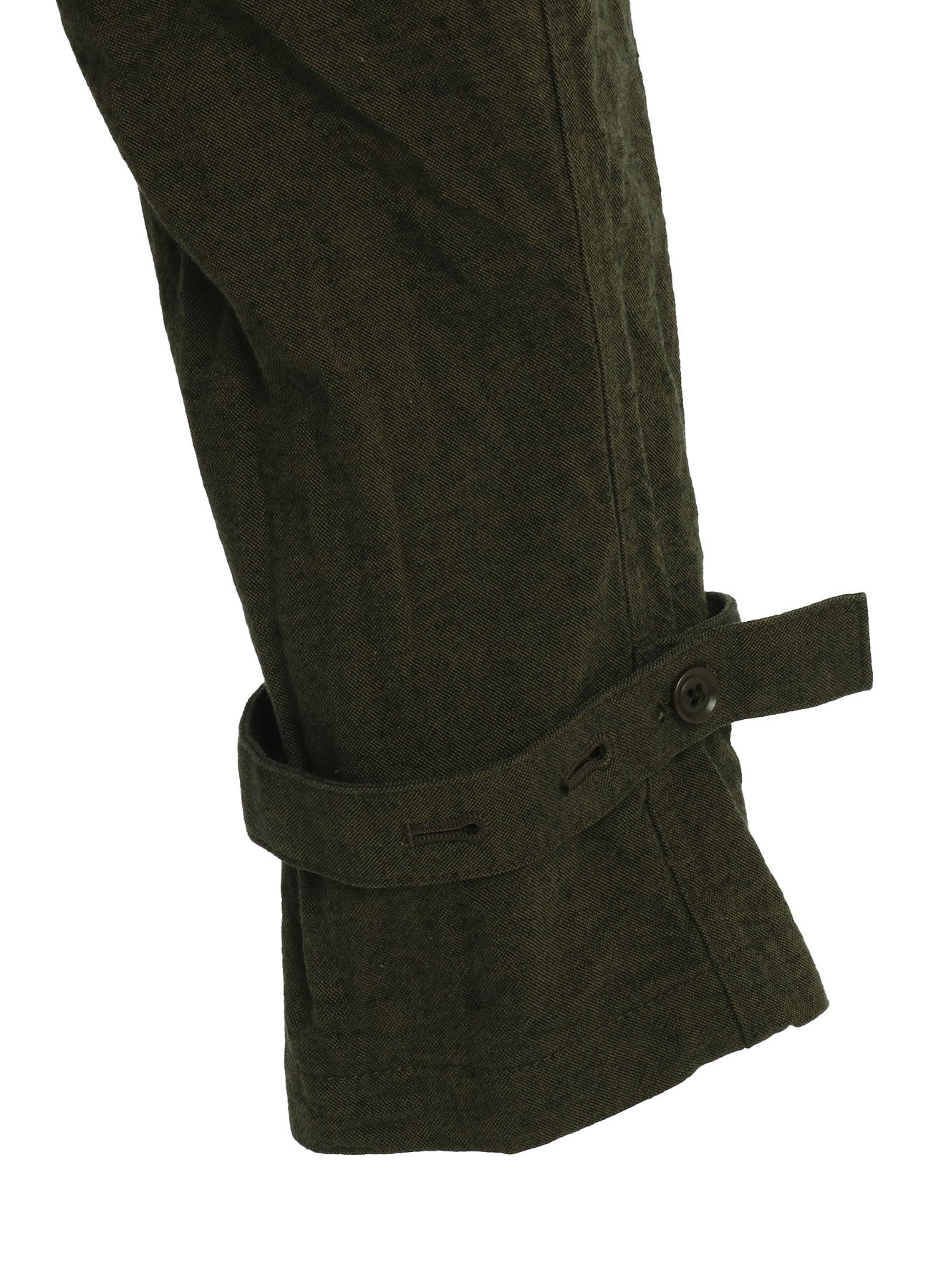 COTTON/LINEN CANVAS SOFRON BELTED HEM TAPERED PANTS