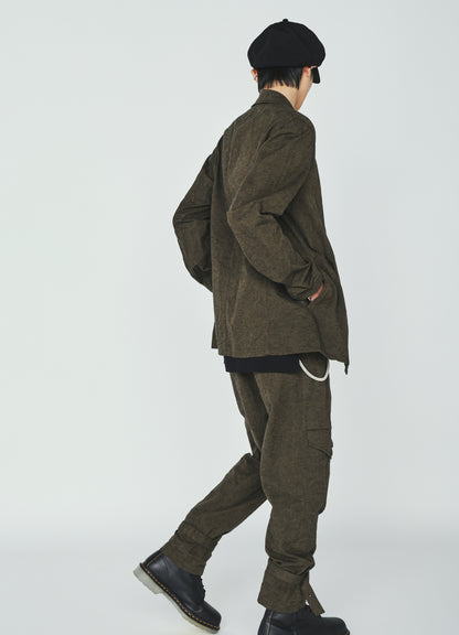 COTTON/LINEN CANVAS SOFRON BELTED HEM TAPERED PANTS
