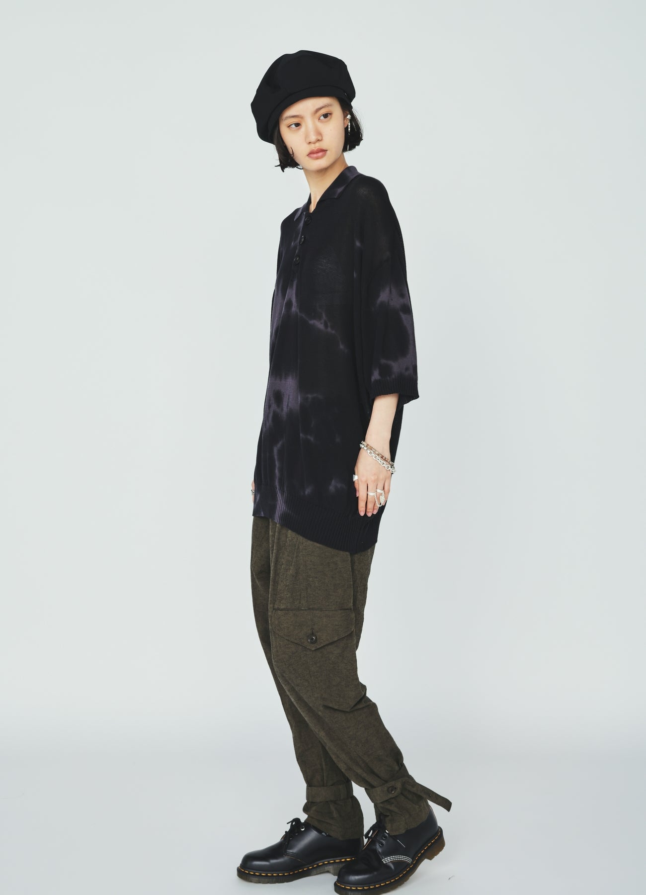COTTON/LINEN CANVAS SOFRON BELTED HEM TAPERED PANTS