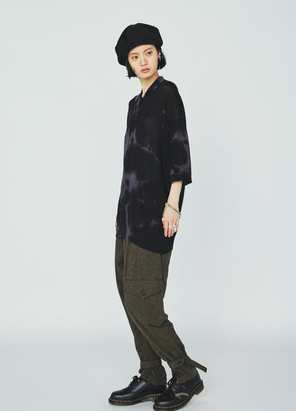 COTTON/LINEN CANVAS SOFRON BELTED HEM TAPERED PANTS