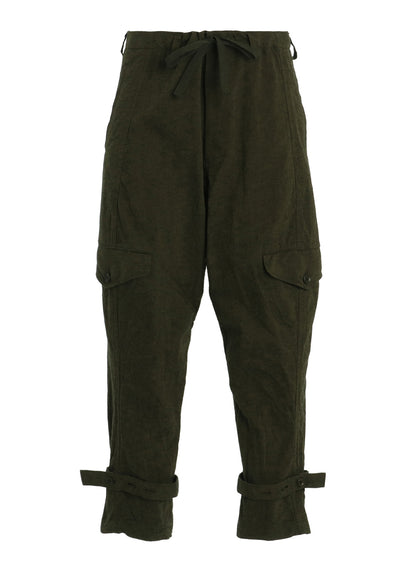 COTTON/LINEN CANVAS SOFRON BELTED HEM TAPERED PANTS