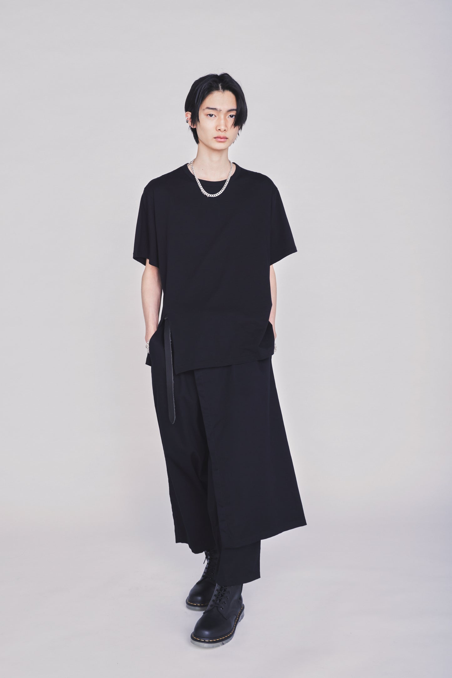 COTTON TWILL GATHERED POCKET WRAP PANTS