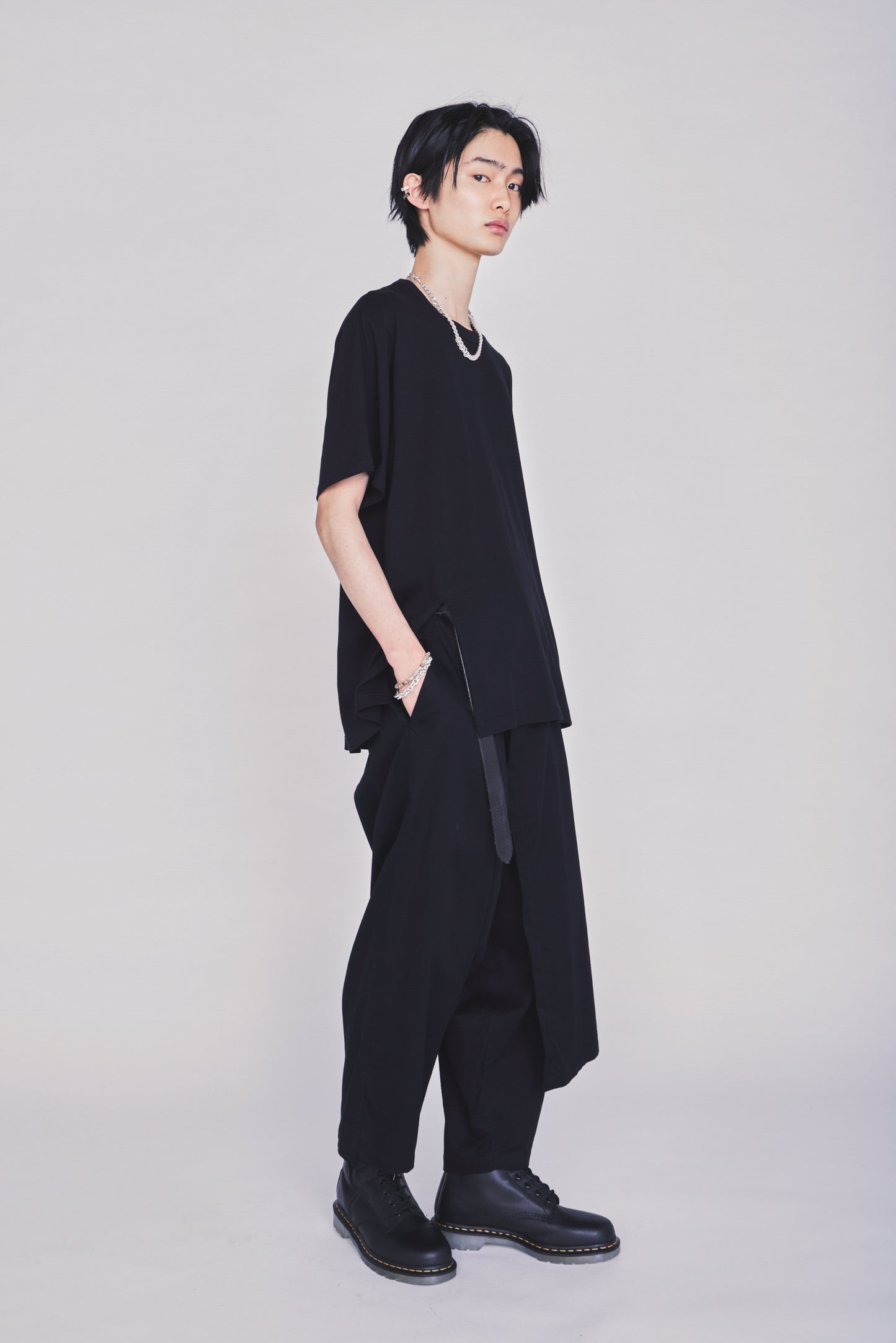 COTTON TWILL GATHERED POCKET WRAP PANTS