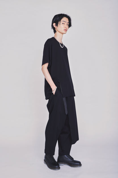 COTTON TWILL GATHERED POCKET WRAP PANTS