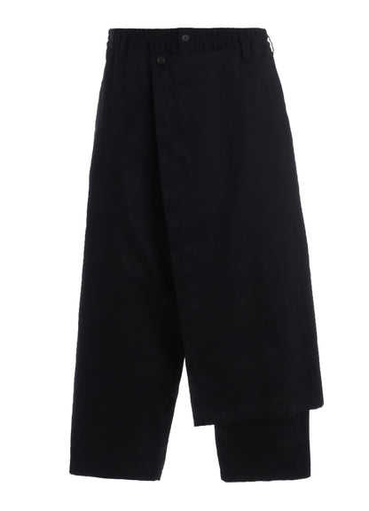 COTTON TWILL GATHERED POCKET WRAP PANTS