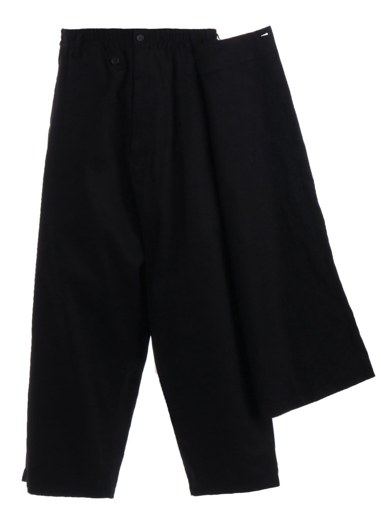 COTTON TWILL GATHERED POCKET WRAP PANTS – THE SHOP YOHJI YAMAMOTO