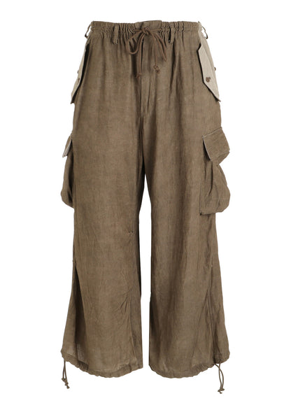VIS/LI TWILL PIGMENT PRINT KNEE-TUCK CARGO PANTS