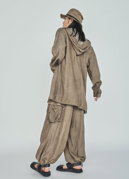 VIS/LI TWILL PIGMENT PRINT KNEE-TUCK CARGO PANTS