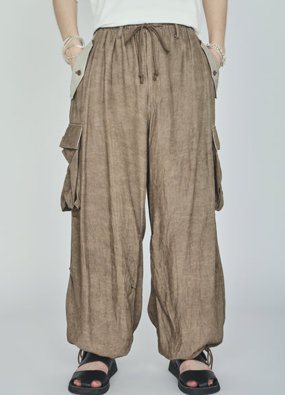 VIS/LI TWILL PIGMENT PRINT KNEE-TUCK CARGO PANTS