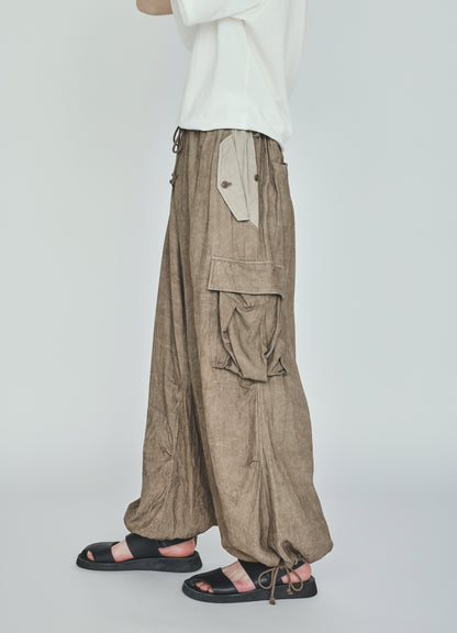 VIS/LI TWILL PIGMENT PRINT KNEE-TUCK CARGO PANTS